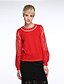 cheap Women&#039;s Blouses &amp; Shirts-Women&#039;s Embroidery Solid Red / Black Blouse,Round Neck Long Sleeve