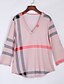 abordables Top femme grande taille-Femme T shirt Tee Plaid Col V Rose Blanche Noir du quotidien Vêtement Tenue Coton / L&#039;hiver