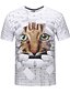 voordelige Casual T-shirts voor heren-Voor heren T-shirt dier 3D Ronde hals Bruin Korte mouw Feest Uitgaan Afdrukken Tops Streetwear Punk &amp; Gothic / Zomer / Lente / Zomer / Club