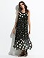 cheap Plus Size Dresses-Women&#039;s Casual / Daily / Plus Size Simple Maxi Loose / Sheath / Skater Dress - Polka Dot Pleated Summer Black XL XXL XXXL