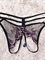 abordables Panties-Mujer Sexy Tanga Jacquard Media cintura Negro Tamaño Único