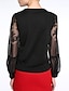 cheap Women&#039;s Blouses &amp; Shirts-Women&#039;s Embroidery Solid Red / Black Blouse,Round Neck Long Sleeve