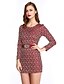 cheap Plus Size Dresses-Women&#039;s Casual / Day Print Sheath Dress , Round Neck Mini Polyester