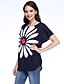 cheap Women&#039;s T-shirts-Women&#039;s Going out Street chic Summer T-shirt,Print Round Neck Short Sleeve Black Rayon Thin