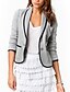 cheap Women&#039;s Blazer&amp;Suits-Women&#039;s Blazer Solid Colored Basic Long Sleeve Coat Spring &amp;  Fall Daily Short Jacket Gray / Shawl Lapel / Work / Plus Size / Cotton