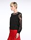 cheap Women&#039;s Blouses &amp; Shirts-Women&#039;s Embroidery Solid Red / Black Blouse,Round Neck Long Sleeve