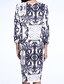 Χαμηλού Κόστους Γυναικεία Φορέματα-Γυναικεία Κινεζικό στυλ Βαμβάκι / Λινό Φαρδιά Φόρεμα - Στάμπα Μίντι / Άνοιξη / Φθινόπωρο