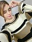 זול סוודרים לנשים-דק / בינוני (מדיום) סתיו כותנה שרוול ארוך צווארון עגול צהוב פסים פשוטה ליציאה / יום יומי\קז&#039;ואל סוודר רגיל נשים