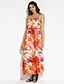 cheap Women&#039;s Dresses-Women&#039;s Beach Boho Maxi Swing Dress - Print Strap Summer Orange