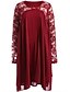 cheap Plus Size Dresses-Women&#039;s Lace Plus Size Daily Loose Dress - Solid Colored Lace Spring Cotton Wine L XL XXL XXXL