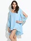 voordelige Casual jurken-Dames Feestdagen Street chic Ruimvallend Chiffon Jurk - Effen, Cut Out V-hals Mini Blauw