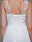 cheap Wedding Dresses-Hall Wedding Dresses A-Line V Neck Regular Straps Sweep / Brush Train Chiffon Bridal Gowns With Lace 2023