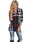 abordables Top femme grande taille-T-shirt Femme du quotidien Fin de semaine Tartan Damier Manches Longues Col en V Bleu Noir Blanche Hauts Ample