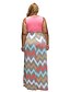 Χαμηλού Κόστους Φορέματα Μεγάλα Μεγέθη-Γυναικεία Θήκη Φόρεμα - Ριγέ Μακρύ Ψηλοκάβαλο / Καλοκαίρι