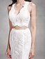 cheap Wedding Dresses-Mermaid / Trumpet V Neck Court Train Lace Made-To-Measure Wedding Dresses with Lace by LAN TING BRIDE®