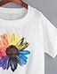 abordables Tops de mujer-Mujer Noche Algodón Camiseta Floral Manga Murciélago