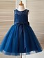 cheap Flower Girl Dresses-A-Line Knee Length Flower Girl Dress - Lace Tulle Sleeveless Scoop Neck with Bow(s) Sash / Ribbon by LAN TING BRIDE®