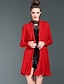 preiswerte Damen Pullover-Damen Standard Strickjacke-Lässig/Alltäglich Einfach Solide Rot V-Ausschnitt Langarm Polyester Herbst Mittel Dehnbar