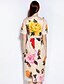 cheap Women&#039;s Dresses-Women&#039;s Daily Vintage Sheath Dress - Floral Fall Cotton Beige M L XL