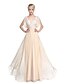 cheap Bridesmaid Dresses-A-Line V Neck Floor Length Chiffon Bridesmaid Dress with Appliques by LAN TING BRIDE® / Beautiful Back