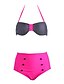 cheap Women&#039;s Swimwear &amp; Bikinis-Women&#039;s Swimwear Bikini Swimsuit Polka Dot Fuchsia Halter Neck Bathing Suits Dot Retro