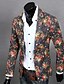 cheap Men&#039;s Trench Coat-Men&#039;s Notch lapel collar Blazer Regular Floral Daily White / Black / Gray M / L / XL