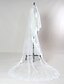 cheap Wedding Veils-One-tier Lace Applique Edge / Scalloped Edge Wedding Veil Fingertip Veils / Chapel Veils / Cathedral Veils with Ruched / Appliques Lace / Tulle / Drop Veil