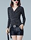 Χαμηλού Κόστους Γυναικεία Μπλουζάκια (Tops)-Γυναικεία T-shirt Κομψό στυλ street Μονόχρωμο Λαιμόκοψη V Μαύρο / Άνοιξη / Φθινόπωρο