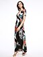 voordelige Maxi-jurken-Dames Grote maten Vleermuismouw  Katoen Schede Jurk - Abstract, Geplooid Print Diepe V-hals Maxi