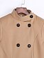 voordelige Damesjassen &amp; trenchcoats-Vrouwen Street chic Winter Peacoats,Casual/Dagelijks Opstaand-Lange mouw Rood / Geel Effen Medium Wol / Katoen