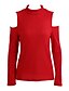 preiswerte Damen Pullover-Damen Standard Strickjacke-Lässig/Alltäglich Einfach Solide Rundhalsausschnitt Langarm Polyester Winter Mittel Dehnbar