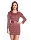 cheap Plus Size Dresses-Women&#039;s Casual / Day Print Sheath Dress , Round Neck Mini Polyester