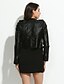 billige Kvinner Leather &amp; Faux Leather Jackets-Dame Ensfarget PU Svart L / XL / XXL