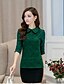 cheap Women&#039;s Sweaters-Women&#039;s Going out Casual Lace / Beaded Solid Colored Long Sleeve Regular Pullover, Shirt Collar Fall / Winter Black / Wine / Green