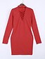 abordables robe pull-Femme Trapèze Robe - Ouvert, Couleur Pleine Col Roulé Au dessus du genou / Hiver / Rubans / Foulard
