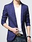 baratos Trench coat masculino-Homens Casual / Trabalho Simples Primavera / Outono Tamanhos Grandes Padrão Terno, Estampa Colorida Colarinho de Camisa Manga Longa Algodão / Acrílico / Poliéster Preto / Azul