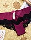 abordables Panties-Mujer Malla Encaje Sexy Slip Retazos Media cintura Wine Azul Real Negro M L XL
