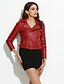cheap Women&#039;s Outerwear-Women&#039;s Casual/Daily Cute Fall / Winter Leather JacketsSolid Shirt Collar Long Sleeve Pink / Red / Black PU Medium