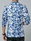 Недорогие Мужской Тренч-Blue Camo / Camouflage Slim Cotton Men&#039;s Suit - Shirt Collar / Spring / Summer / Long Sleeve / Print