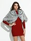 billige Pelse og læder til kvinder-Dame Vinter Cloak / Capes I-byen-tøj Mode Ensfarvet Sølv En Størrelse
