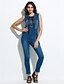 cheap Women&#039;s Jumpsuits &amp; Rompers-Women&#039;s Lace up Daily Street chic Deep V Blue Jumpsuit, Solid Colored Denim M L XL Sleeveless Summer