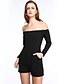 cheap Women&#039;s Jumpsuits &amp; Rompers-Women&#039;s Casual / Daily Black Red Romper Long Sleeve All Seasons