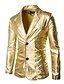 preiswerte Herren-Blazer &amp; -Anzüge-Herrn Blazer Standard Solide Alltag Street Schick Anspruchsvoll Langarm Schmetterling Ärmel Schwarz / Gold / Silber M / L / XL