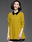 preiswerte Damen-Oberteile-Damen Solide Einfach Lässig/Alltäglich Hemd,Hemdkragen Frühling Herbst Langarm Gelb Baumwolle Undurchsichtig