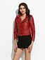 cheap Women&#039;s Outerwear-Women&#039;s Casual/Daily Cute Fall / Winter Leather JacketsSolid Shirt Collar Long Sleeve Pink / Red / Black PU Medium