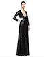 cheap Special Occasion Dresses-Sheath / Column Plunging Neck Floor Length Sequined Dress with Sequin / Pleats by TS Couture®