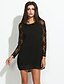 cheap Women&#039;s Dresses-Women&#039;s Lace Daily Street chic Mini Shift Dress - Solid Colored Spring Black M L XL