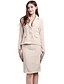 preiswerte Zweiteilige Anzüge für Damen-Damen Arbeit Anspruchsvoll Frühling Standard Lederjacken, Solide Hemdkragen Langarm Polyester / Elasthan Beige