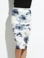 cheap Women&#039;s Skirts-Women&#039;s Going out Chinoiserie Plus Size Cotton Bodycon Skirts - Floral Split / Print White S M L / Slim
