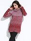 billige damesweaters-Simpel Lang Cardigan Trykt mønster,Blå / Rød Rullekrave Langærmet Bomuld Vinter Medium Mikroelastisk